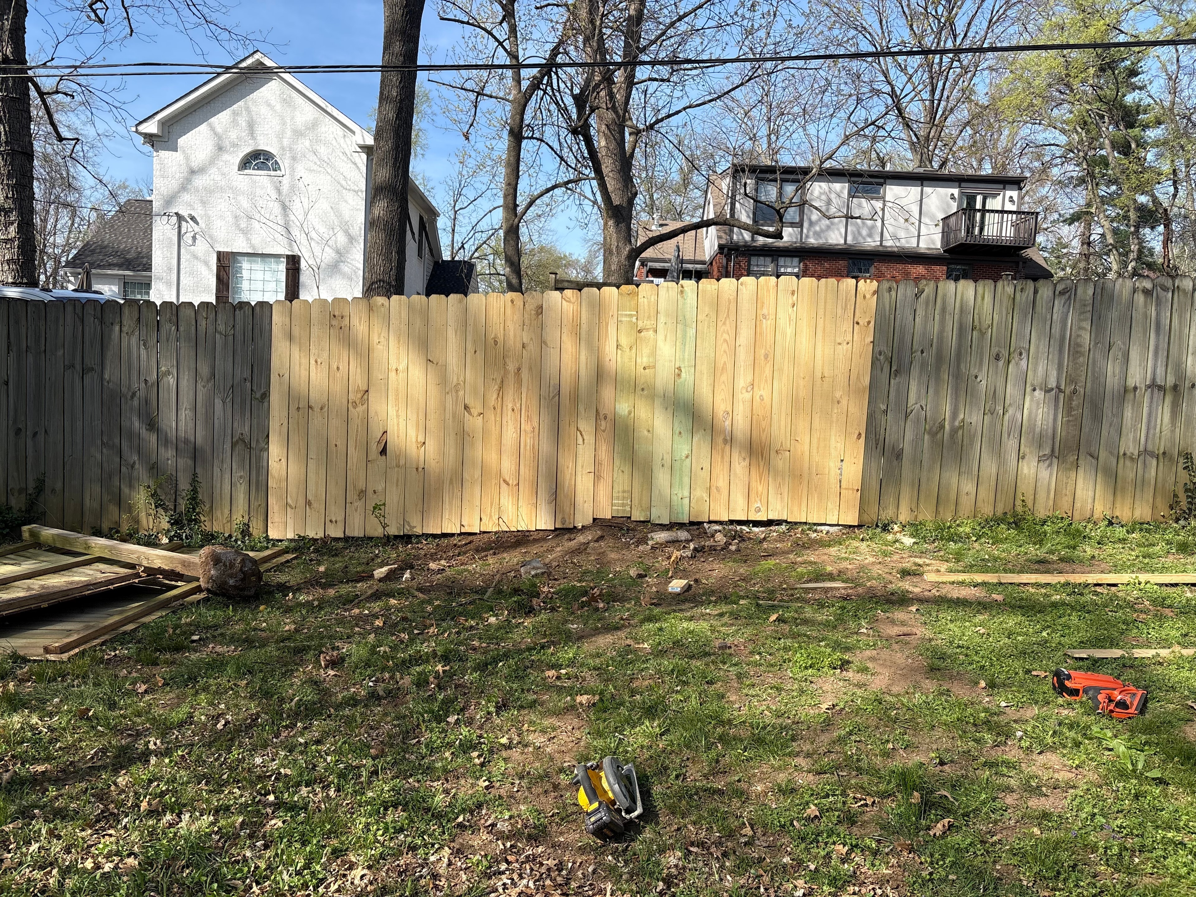 Completed All Pro Tree Service fence restoration project